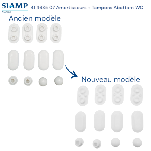 SIAMP 41 4635 07 Ensembles 8 Amortisseurs + 4 Tampons Abattant WC.