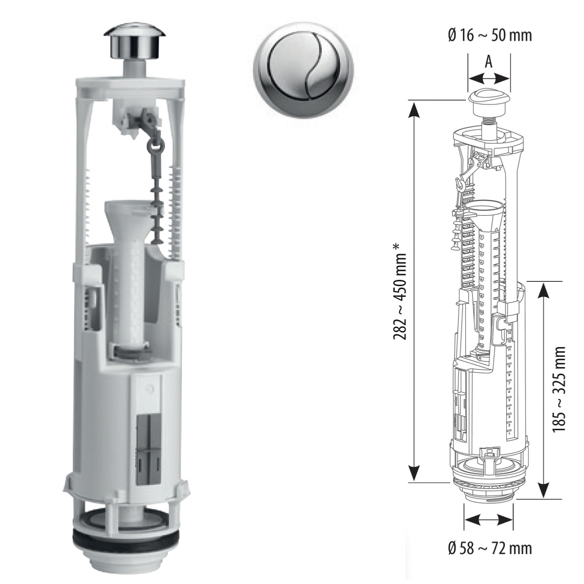 Bouton poussoir pour mécanisme de chasse d''eau SIAMP