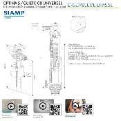 SIAMP 10 0036 48 Mécanisme de chasse Optima S + Robinet flotteur Quieto OD Universel.