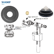 SIAMP KIT 342332+349513+349512  - Joint mécanisme de chasse, Membrane et Clapet robinet flotteur.
