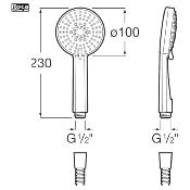 PR-ROCA A5B1C03C00 SET STELLA 100/3. Douchette 3 Jets + Support + Flexible.