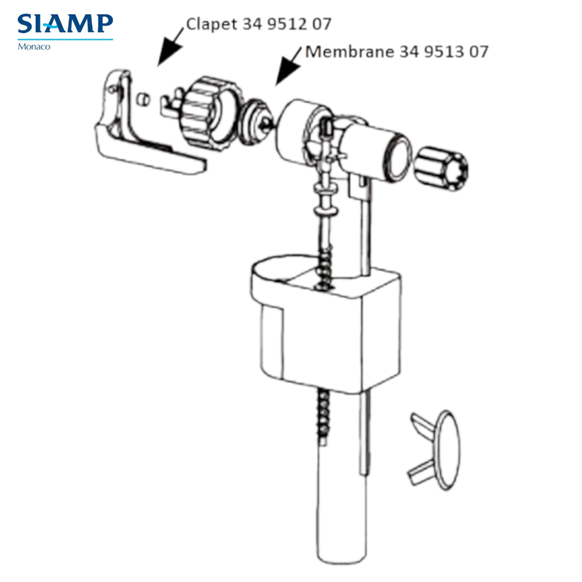 SIAMP 34 9716 20 Membrane + Insert Robinet Flotteur.