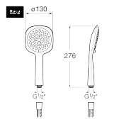 ROCA A5B1108C00 SQUARE 130/4. Douchette 4 Fonctions. Pluie, Tonic, Pulse et ÉcoAir.