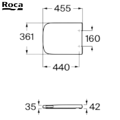 ROCA A801780004 DAMA-N - Abattant WC thermodur double laqué avec charnières ralenties en acier inoxydable.