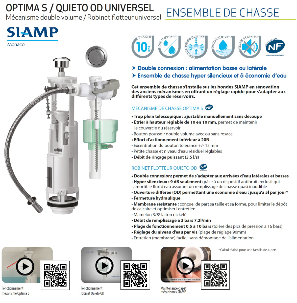 Mécanisme complet OPTIMA S avec robinet flotteur 95L - MECANISMES