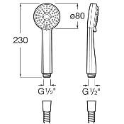 ROCA A5B1303C00 SET STELLA 80/3. Douchette 3 Jets + Support + Flexible.