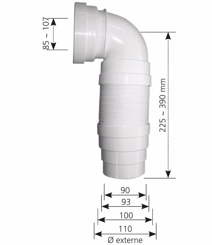 Pipe souple coudée extensible REGIPLAST - RACCORDEMENT WC