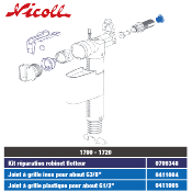 NICOLL 0709348 Kit Membrane, joint torique et bras de levier pour Robinet flotteur 1700.