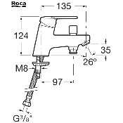 ROCA A5A0525C0F VICTORIA L. Mitigeur Bain Douche Monotrou. Chromé.