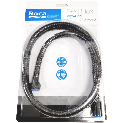 ROCA A5B3850CN0 NEO-FLEX - Flexible de douche métallique, 170 cm, Titanium Black.