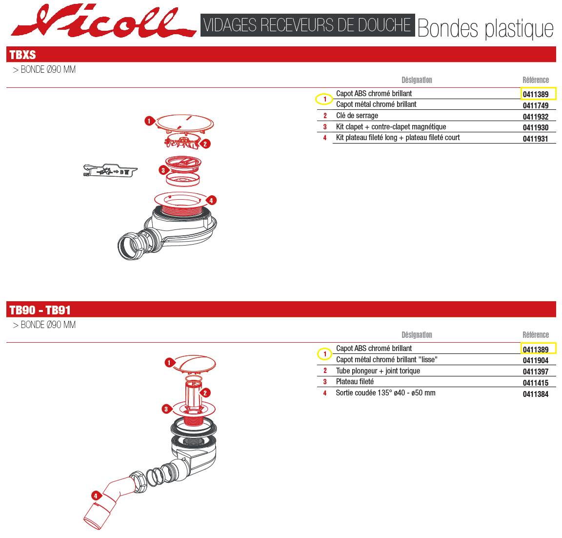 Capot De Bonde Pour Receveur De Ø 90 Mm - Turboflow - Nicoll