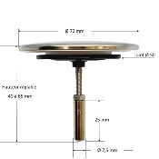 NICOLL 0411916 DVAB - Clapet Recouvrant Inox pour vidage baignoire.