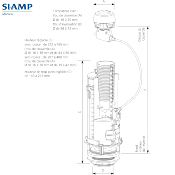 SIAMP 32 5000 10 OPTIMA 50 Mécanisme de chasse double volume à câble.