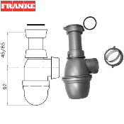 FRANKE 667449 - 112.0573.863 - Siphon 1279, sortie 40x49, sans prise lave vaiselle.
