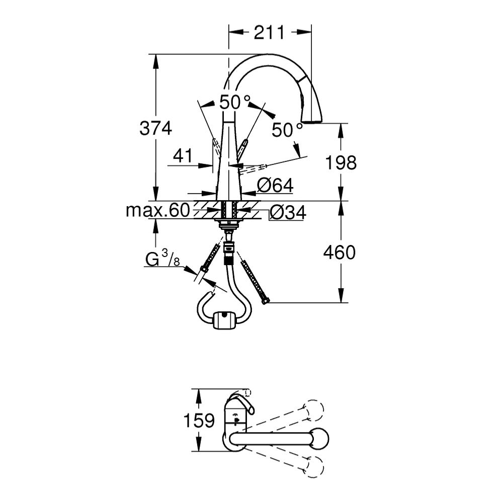 GROHE 32294001 Zedra Mitigeur Evier avec douchette.