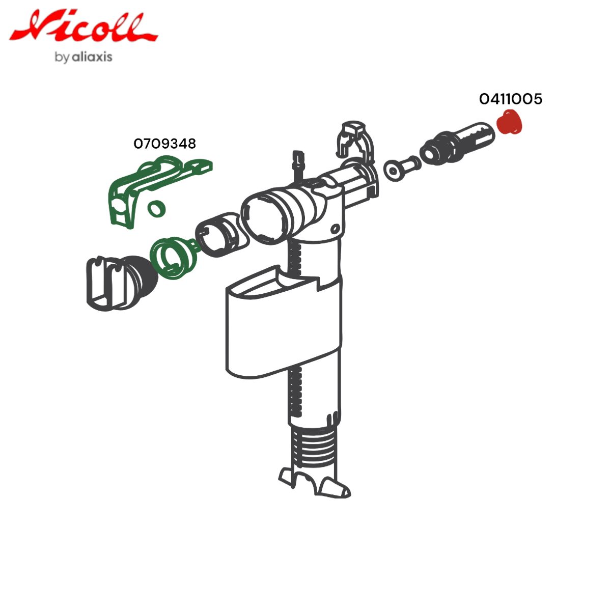 Mécanisme de chasse d'eau double volume à câble et robinet