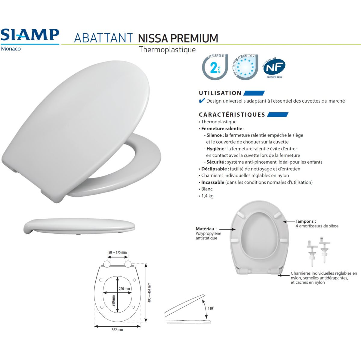 Installation Abattant à fermeture ralentie / Soft close toilet seat SIAMP 