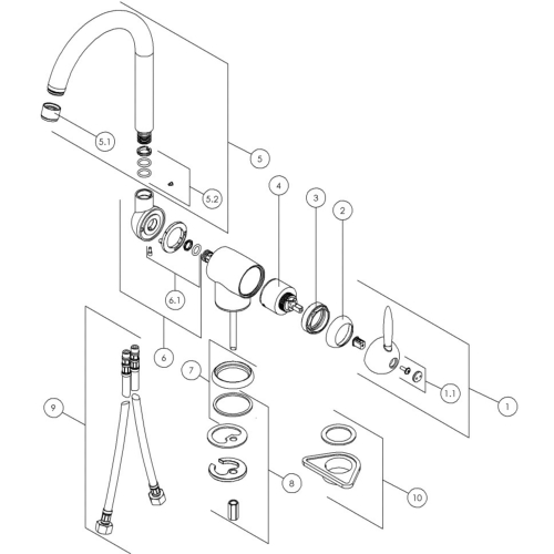 NOBILI RCA170/13CR Bec pour mitigeur évier Picto ou Ovetto chromé.