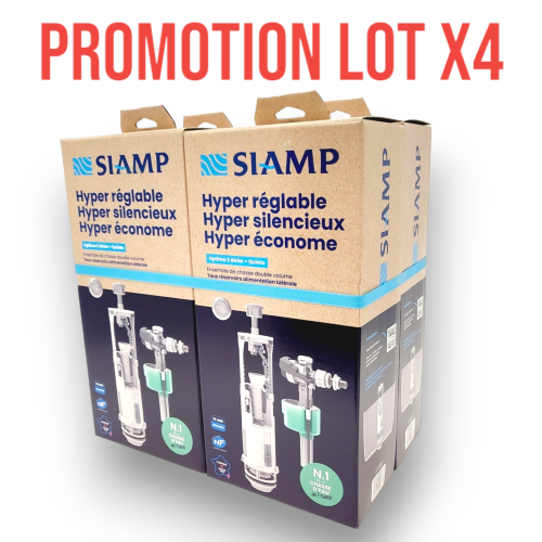 SIAMP 10 0061 69 KIT PROMOTION - 4 Mécanismes de Chasse Optima S + 4 Robinets Flotteur Quieto OD.