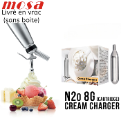 1 SACHET - 10 CARTOUCHES DE GAZ (8G-N2O) POUR SIPHON CHANTILLY.