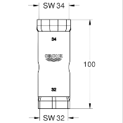 GROHE 1933200 Clé à douille chromée 32mm et 34mm.