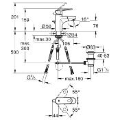 GROHE 33155002 Europlus mitigeur lavabo mousseur extractible.