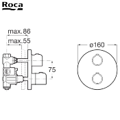 PR-ROCA A5A2B18C00 T-500 MITIGEUR THERMOSTATIQUE 1 VOIE ENCASTRÉ.