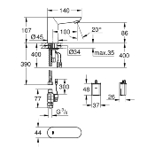 GROHE 36271000 EUROECO COSMOPOLITAN E. ROBINET INFRAROUGE MONOFLUIDE.