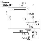 NOBILI LV00113CR LIVE. Mitigeur d'évier, chromé.