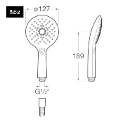 ROCA A5B1L11CB0 PLENUM GO 120/3. Douchette Chromée/Blanche, 3 Fonctions. Rain, Tonic et Pulse.