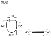 ROCA A801B2200B DEBBA ROUND - ABATTANT WC, Blanc en SUPRALIT® Frein de chute , "Silencio".