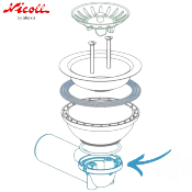 NICOLL 0411404 D513S - Sortie Tubulure coudée bonde manuelle pour VAE99.