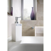 ROCA A816841001 RUBIK. Distributeur de savon liquide, à poser, Blanc Mat/Chromé Brillant.