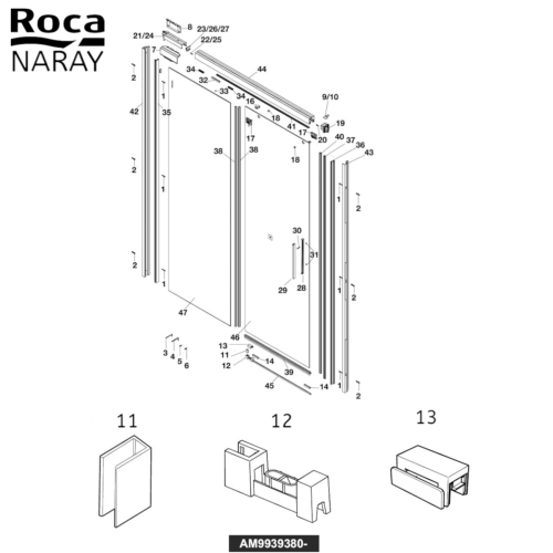 ROCA AM99393802 SET GUIDE INFERIEUR DE PORTE NARAY/APOLO