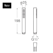 ROCA A5B3750CN0 STELLA STICK. Douchette TITANIUM BLACK ronde avec fonction Rain.