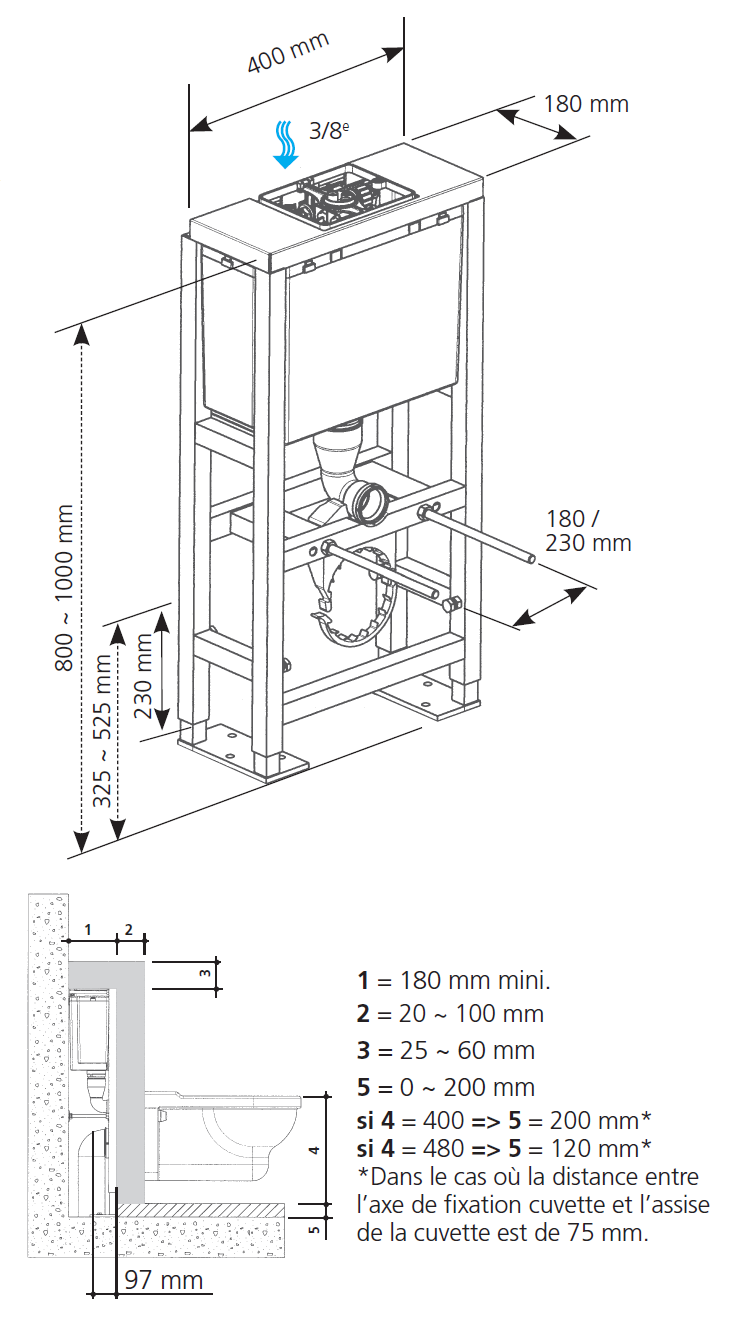 Kit d'évacuation coudé pour bâti-support Siamp Verso 350 et 800