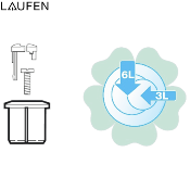 LAUFEN H8913630000001 JIKA BOUTON POUSSOIR MÉCANISME DE CHASSE 3/6 LITRES.