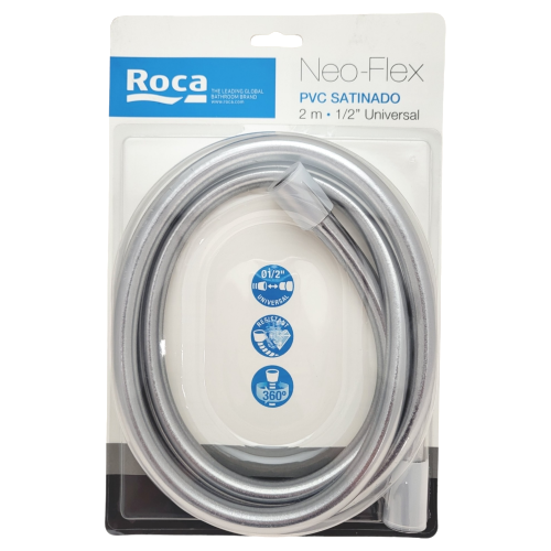 ROCA A5B2016C00 NEO-FLEX - Flexible de douche PVC Satiné, 200 cm. Anti-torsion.