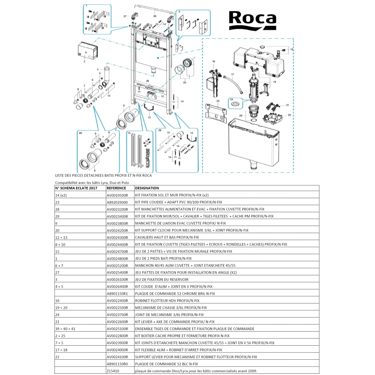 ROCA AV0023900RJoints d'étanchéité manchon cuvette + joint en V.
