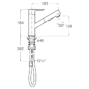 ROCA A5A806EC00 CALA - Mitigeur évier monotrou à bec fondu mobile.