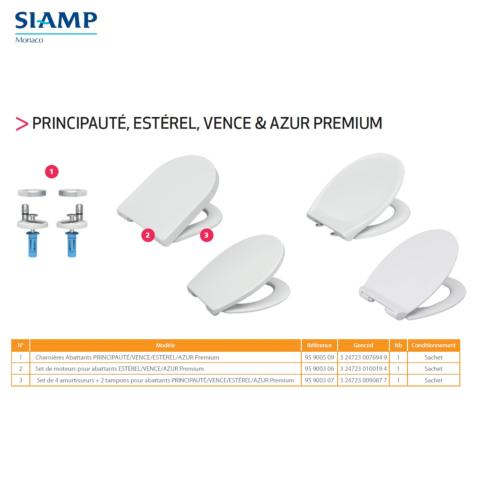 SIAMP 95 9003 07 Set 4 Amortisseurs pour Abattants Principauté, Estérel, Vence et Azur Premium.