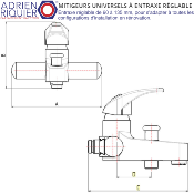 ADRIEN RIQUIER 05981 MITIGEUR BAIN-DOUCHE ENTRAXE VARIABLE