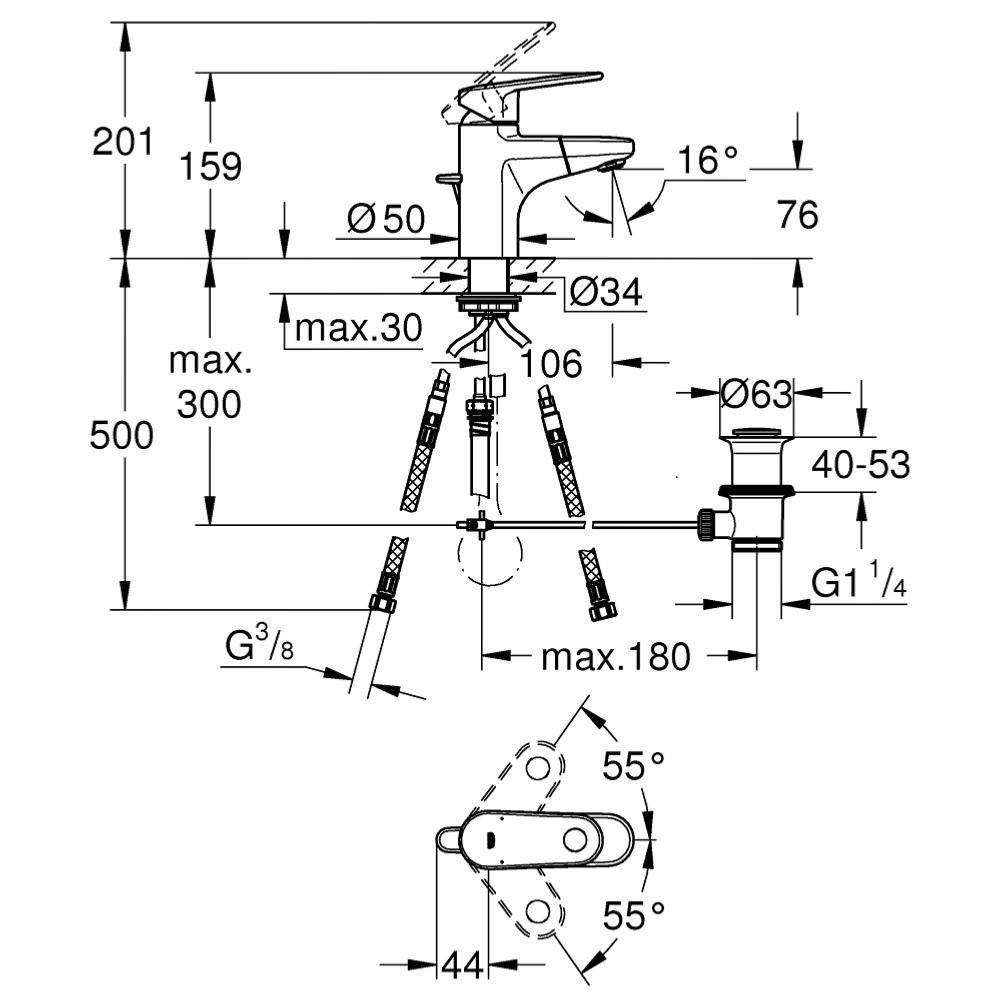 GROHE 33155002 Europlus Mitigeur Lavabo Taille S.