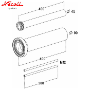 NICOLL 0709177 Kit Tube et Manchon 400mm + Tiges 300mm.