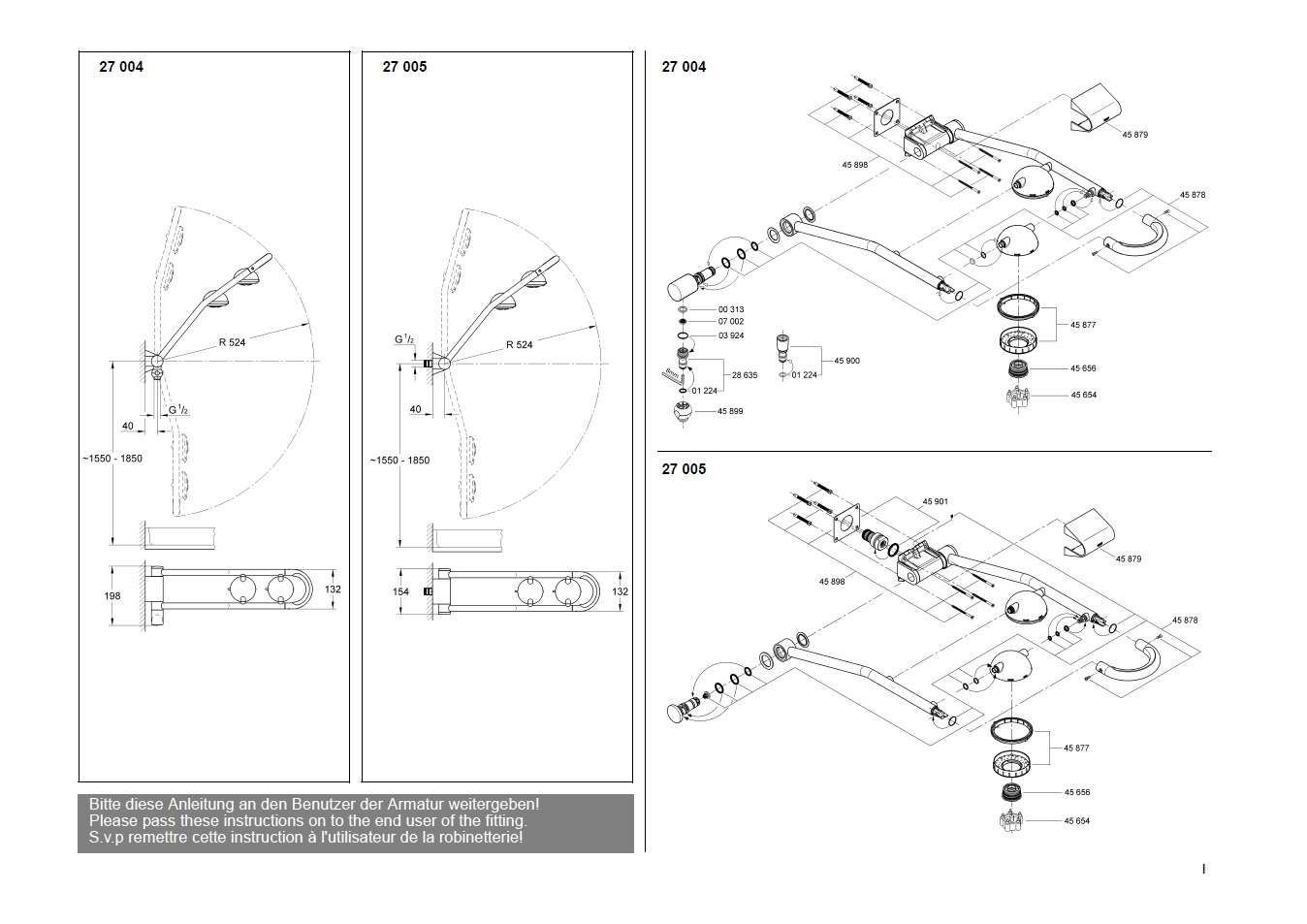 GROHE 27004000 - 27005000 FREEHANDER