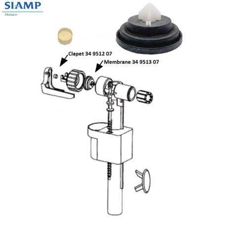 SIAMP KIT 34 9513 01+34 9512 01 Membrane + Clapet pour Robinet flotteur 95/99.